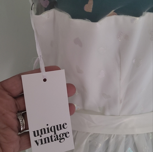 Unique Vintage Irradescent Bridal Sweetheart Dress - Picture 6 of 7